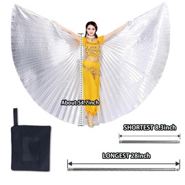Baisdan Angel Isis Wings (Wings + Stick + Carry Bag) Egyptian Belly Dance Carnival Costumes Butterfly Wings Silver