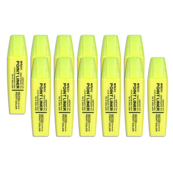 M&G Yellow Highlighter, 12 Pack High Lighters Highlighters No Bleeds