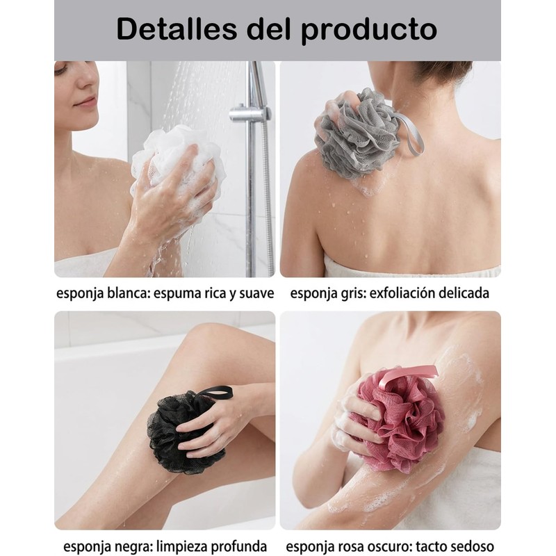 Esponja de baño 4 unidades – Set multicolor PE suave
