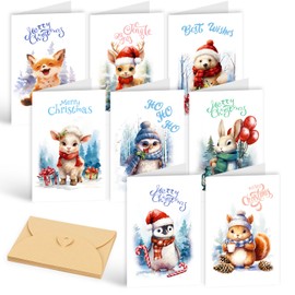 VEYLIN Christmas Cards Pack of 16 Christmas Cards Seasonal Greeting Cards Christmas Card Multipack Eco Friendly Cards & Envelopes
