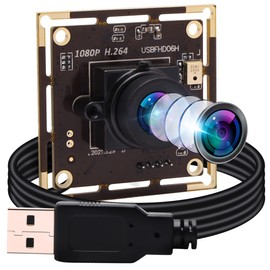 ELP 2MP USB Camera Module 1080P H.264 Webcam Low Light USB Camera with 100 Degree Lens for Windows Linux, Plug and Play Mini Security Webcam for Home