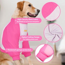 Handwith Dog Recovery Suit, Recovery Sleeve for Dogs, Dog Elbow Braces Protector for Leg Injuries & Joint Pain, Dog Cone Alternative to Stop Licking Leg Wounds, Bright Pink (2XL)