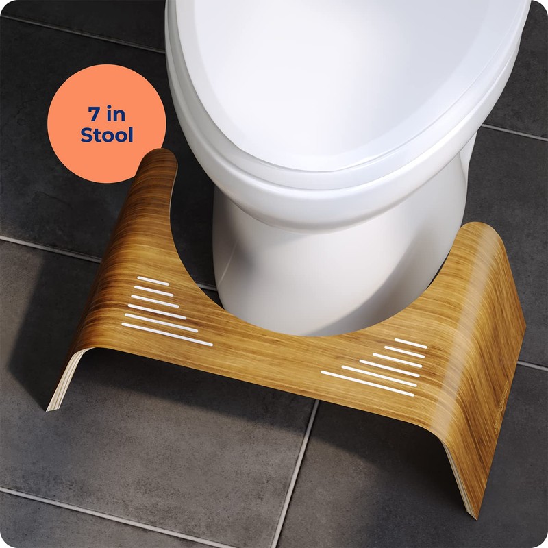 Squatty Potty Slim Teak Toilet Stool - 7-inch Height |