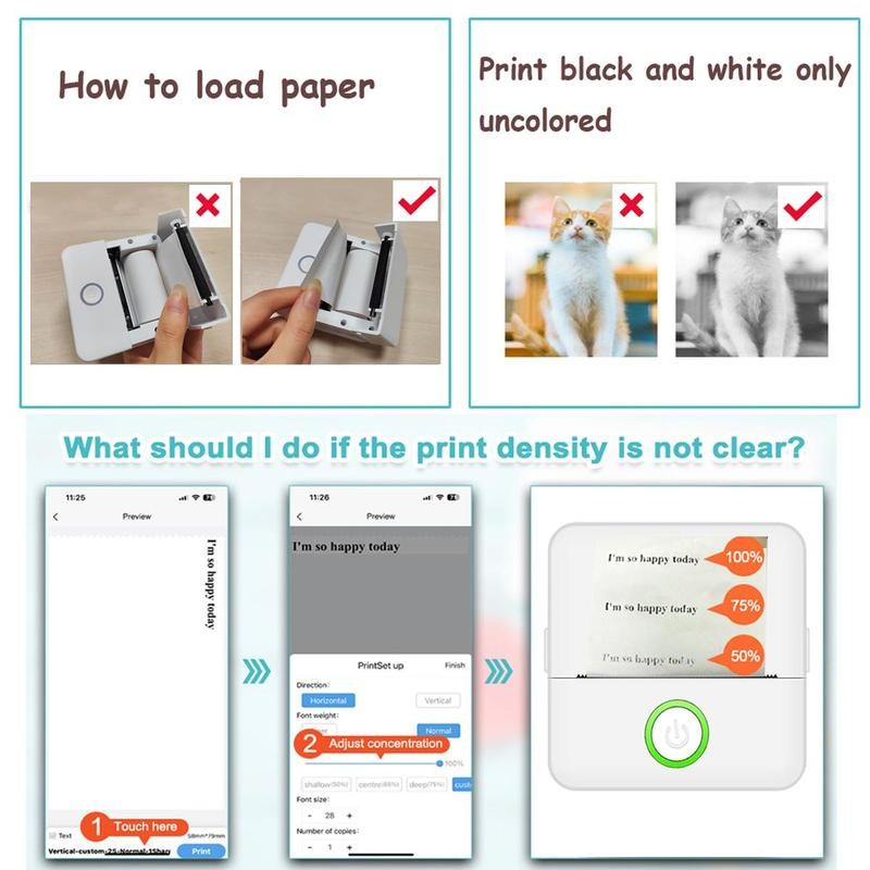 Portable Mini Printer, 1 Set USB Wireless Mini Sticker Printer