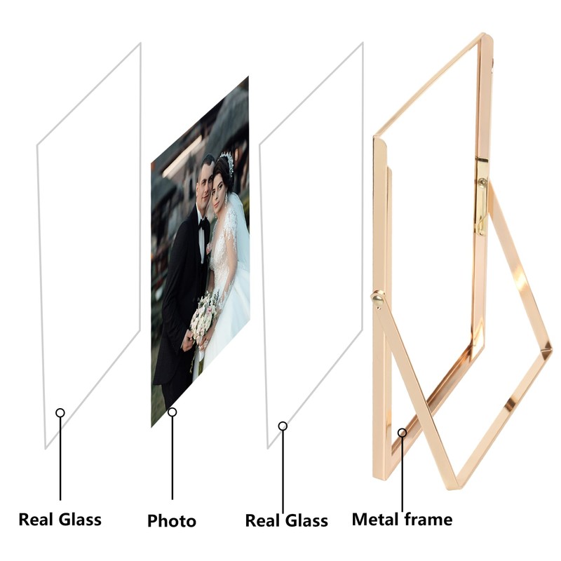 Gold 11x14'' Floating Frame for Picture(6x8'',7x9'',8x10''),Adjustable Tabletop/Shelf floating picture frame
