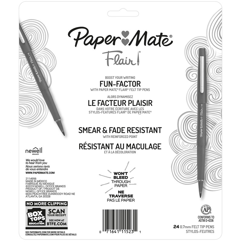 Paper Mate Felt Tip Pens, Flair Marker Pens, Medium Point,