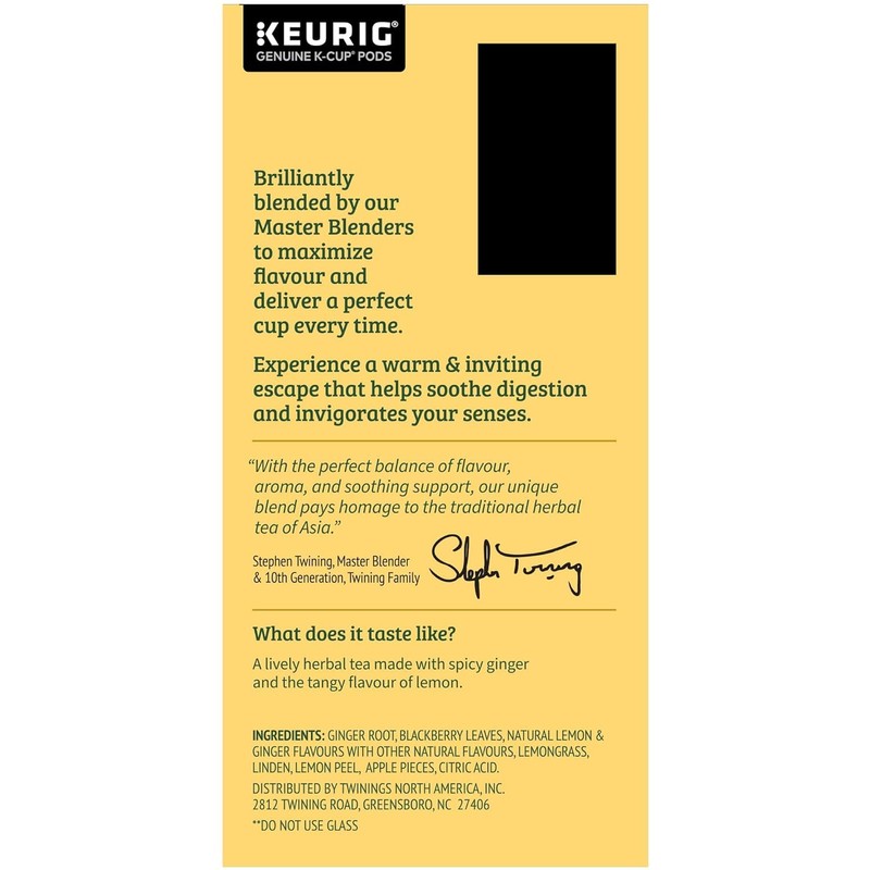Twinings Lemon & Ginger Herbal Tea K-Cup Pods for Keurig,