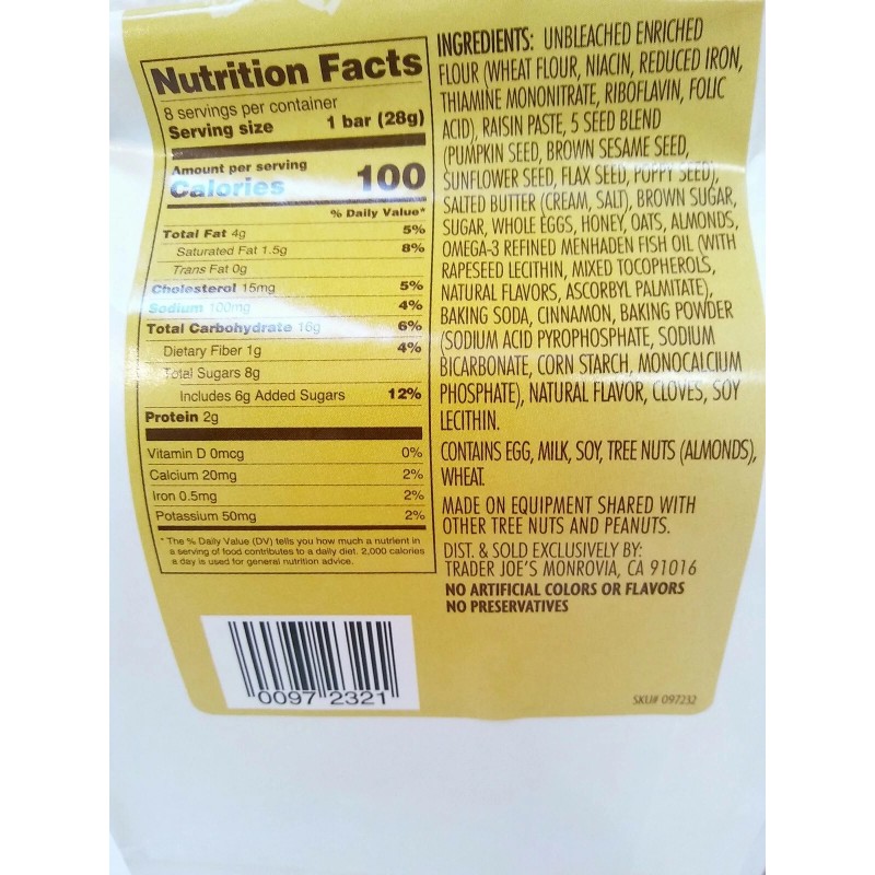 Trader Joe's 2 Packs Trader Joe's Five Seed Almond Bars