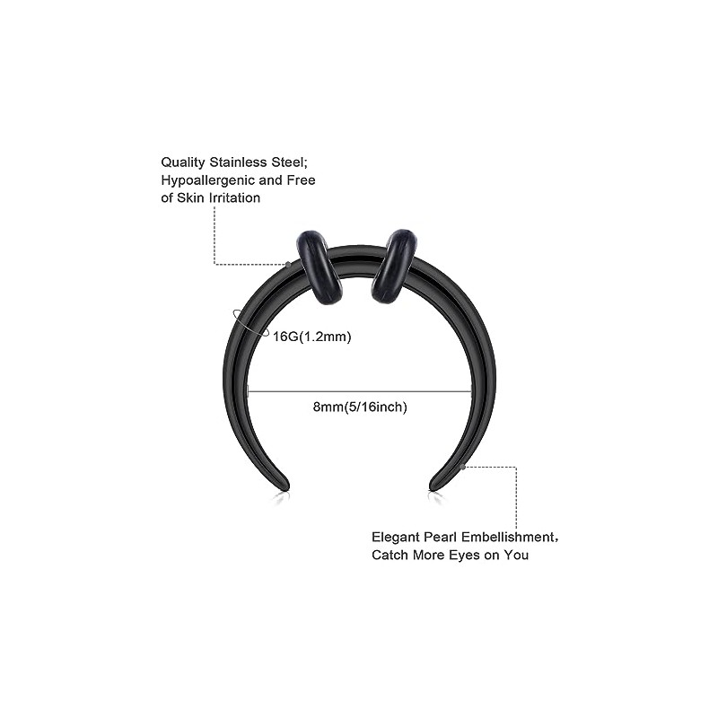 Zolure 16G Septum Piercing 8 mm Horseshoe Piercing Nose Piercing