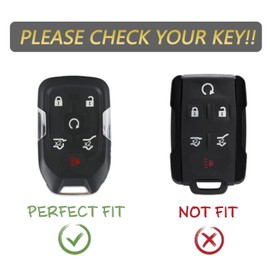 Key Fob Cover for Chevy GMC 6 Buttons Soft TPU with Leather Keychain Key Fob Remote Case Fit for Chevy Tahoe Suburban GMC Yucon XL Denali 2015 2016 2017 2018 2019 2020丨HYQ1AA 13580802 13508280丨White
