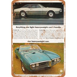 RetroRust 10 x 14 METAL SIGN - 1967 Pontiac Firebird 400 - Vintage Rusty Look