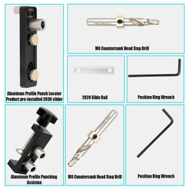 JOJOCY Aluminum Profile Drill Guide Single&Double Hole,Punching Guide Hole Drill Jig for 2020 2040 3030 3060 Profiles Generic Jig