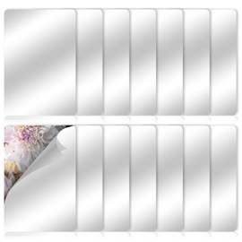14 Pieces 4 x 6 Inch Acrylic Mirror, Plastic Shatterproof Mirror, Unbreakable Mirrors Non-Glass Safety Reflective, Double-Sided Mini Square Mirrors for Home Classroom DIY Crafts