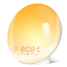 ARTINABS ARTINABS Sunrise Alarm Clocks, Wake Up Light with Sunrise/Sunset Simulation Dual Alarms Bedside Night Lamp Snooze Function FM Radio 7 Natural Sound 11 Colorful Atmosphere Lamp(White)