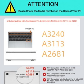 BYCeKe Cute Clear Neutral Case Compatible with MacBook Air 13.6 inch 2022-2025 M4 A3240 M3 A3113 M2 A2681,for Mac Air13 M4 Print Plastic Hard Shell&Keyboard Cover for MacBook Air13.6 Cases,Cute Panda