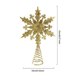 Christmas Tree Topper Glitter Xmas Trees Top Decoration Snowflake Tree Topper Christmas Tree Ornament for Xmas Holiday Home Decoration (Gold)