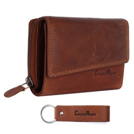 Chunkyrayan Genuine Leather Women's Wallet High-Quality Vintage RFID Protection Including Leather Key Ring, brown, Vintage