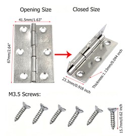 8 Pcs 2.64 Inch Door Butt Hinges, Stainless Steel Folding Hinges with Mounting Screws for Cabinet Doors, Windows, Tool Boxes, Wooden Project and DIY Craft