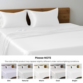 LINENWALAS 100% Organic Bamboo Small Double 4ft Bed Flat Bed Sheet Only Flat Sheet Soft Silk Cooling Luxury Bamboo Bedding Flat Bed Sheet Perfect for Hair and Skin (Small Double 220x260 CM/White)