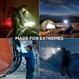 SLONIK Rechargeable Headlamp Flashlight - 500 Lumens Ultra Bright Headlight - IPX8 Waterproof Head Lamp Light for Outdoor Running, Hiking Gear, Hard Hat Helmet - Camping Accessories for Adults, Black