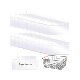 40pcs Wire Shelf Label Holder for Price Tag with 40 pcs Label Paper,Plastic Wire Rack Label Holder(Clear)