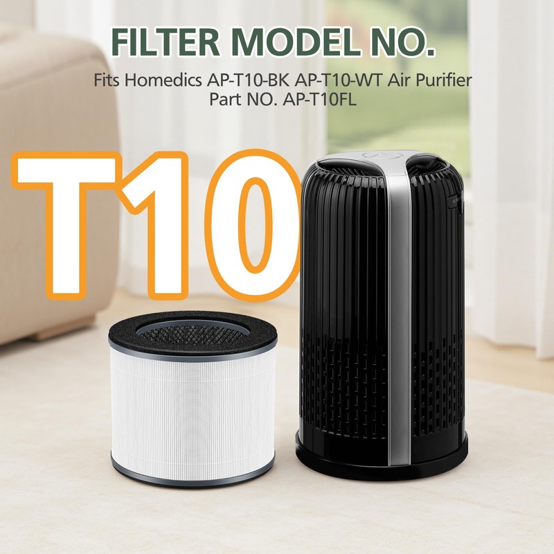 AP-T10FL Replacement Filter for HoMedics AP-T10-BK and AP-T10-WT Air Purifier,