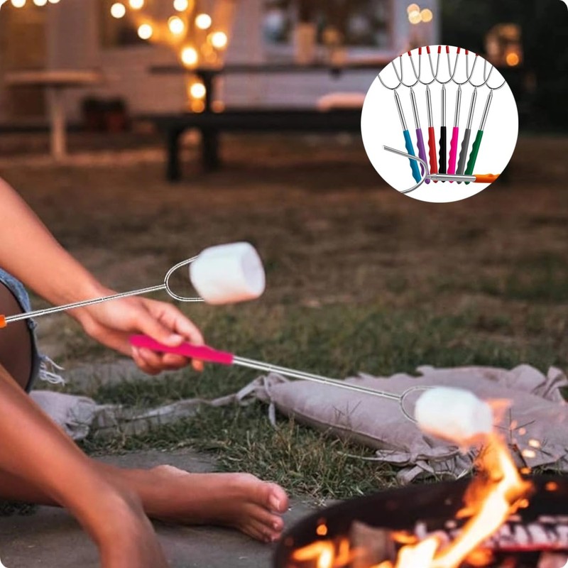 Lyfengdeam Barbecue Forks-4 Pack Marshmallow Roasting Sticks Extendable Stainless Steel
