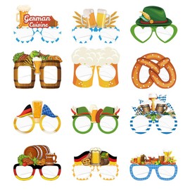 Hollylife 12 Pieces Bavarian Oktoberfest Glasses Novelty Party Glasses Fun Photo Booth Props Fancy Oktoberfest Party Glasses Paper Party Supplies Kids Adult Oktoberfest Party Decorations