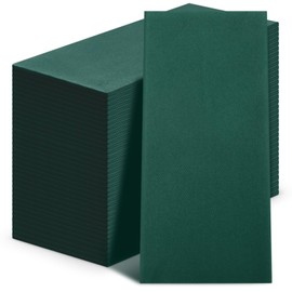 Qilery 50 Pcs Linen Feel Disposable Dinner Napkins Decorative Paper Napkin 17"x12" Bulk Colored Soft Paper Hand Towels Absorbent for Guest Graduation Kitchen Wedding Party(Green)