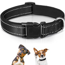 Reflective Nylon Dog Collar with Safety Buckle, Dog Collar, Adjustable Dog Collar, Soft Dog Collar, Quick Release Reflective Dog Collar for Puppy Small Medium Large Dogs, Black(S)