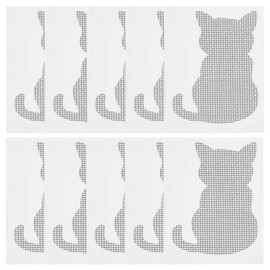 ZUYYON 10Pcs Door Window Screen Repair Patch Set, Sliding Pet Mesh Screen Door Repair Patches, Strong Adhesive Screen Repair Stickers for Repair Holes Tearing(Cat)