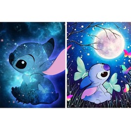 HORPKUN 2 Pack 5D Diamond Painting Kits, Full Drill Diamond Anime Picture Art Kits, DIY Kids Adults Crystal Art Kits for Home Wall Decor 40x30cm, Cartoon