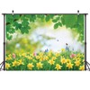 LYWYGG 7x5FT Spring Scenery Backdrop Forest Path Sunshine Flower Photography