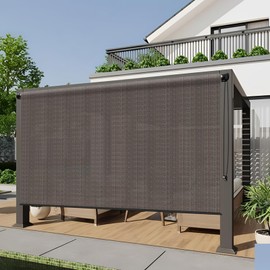 HENG FENG Outdoor Roller Shade 6'(W) x 6'(H) Patio Shades Roll up Outdoor Blinds for Porch Gazebo Deck Pergola Balcony,Mocha