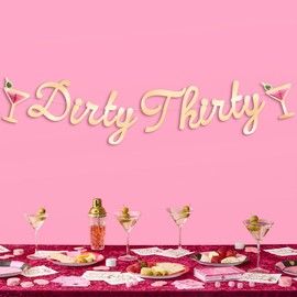 xo, Fetti Dirty Thirty 3D Pop Up Banner - 5 Ft. | 30th Birthday Decorations, Martini Decor, Bday Party Sign, Cocktail Photo Booth Backdrop, Cosmo Drink Supplies