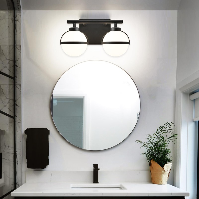 SOLFART Black Bathroom Light Fixture 2 Light Bathroom Vanity Light