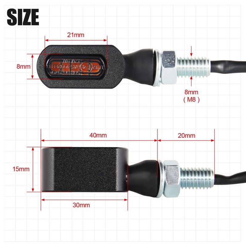 Ultra Small Micro Mini LED Turn Signal, Black Body, Smoke