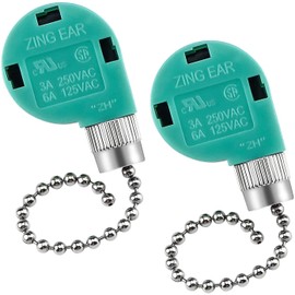 Zing Ear Ceiling Fan Switch 3 Speed 4 Wire Zipper Switch Control Replace 3 Speed Control Switch (Ceiling Fan, Wall Lamp & Cabinet Light) Part Number ZE-268S6 (Nickle/Silver 2 pack)