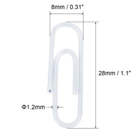 TA-VIGOR 200Pcs Paper Clips Small Size, 28mm Durable and Rustproof Paper Clip, Vinyl Coated to Prevent Tearing Pages with Box for Organize Office Home, White