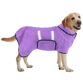 Bienbee Dog Bathrobe, Quick Drying Super Absorbent Dog Robes for After Bath, Warm Keeping Dogs Towel, Dogs Bath Supplies, Light Purple L