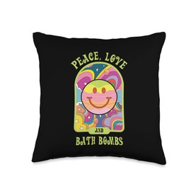Peace, Love & Bath Bombs Psychedelic 70’ Style Throw Pillow