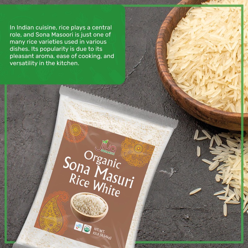 Organic Sona Masoori Rice 10 LB Premium Quality - India