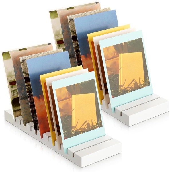 Marsui 2 Pcs Greeting Card Display Stand 12 Slot White