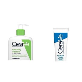 CeraVe Limpiadora Hidratante 473ml Limpiador facial diario para piel seca  Crema Reparadora para el Contorno de Ojos 14gr Crema hidratante de ojos... 