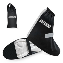 YIFMOO Waterproof Shoe Covers, Rain Cover Bicycle with Reflective and Adjustable Velcro Fasteners, Rain Covers Shoes Essential for Cyclists (L)