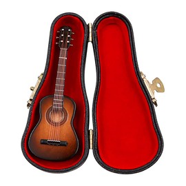 Alnicov Mini Guitar Model Classical Guitar Model Wooden with Stand and Case for Home Office Decor Festival Birthday Gift - 10cm