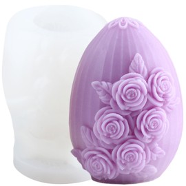 XIAOSHUI Rose Flower Egg Candle Mold Easter Egg Silicone Candle Molds Egg Resin Casting Mold for Candle Making Mold Candle Home Decorate Mold Aromatherapy Candles Gypsum Clay Craft