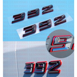 Pair New 392 Emblem Fender Badge Letter Nameplate Compatible with Challenger Chrysle 300C 392 Car Truck Passenger & Driver (Redline)