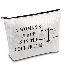 Lawyer Makeup Bag Future Attorney Gifts Legal Balance Gift Law Student Graduation Gift a Woman's Place is in The Courtroom Cosmetic Bag (Place in Courtroom), L9 W7 H0.39