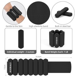 DOOHALO Ankle Weights Wrist Weights for Women Adjustable Weights Arm Leg Weighted Wristbands for Walking Pilates Yoga Aerobics 2 Pieces in Set 2lb per Set (BLACK)